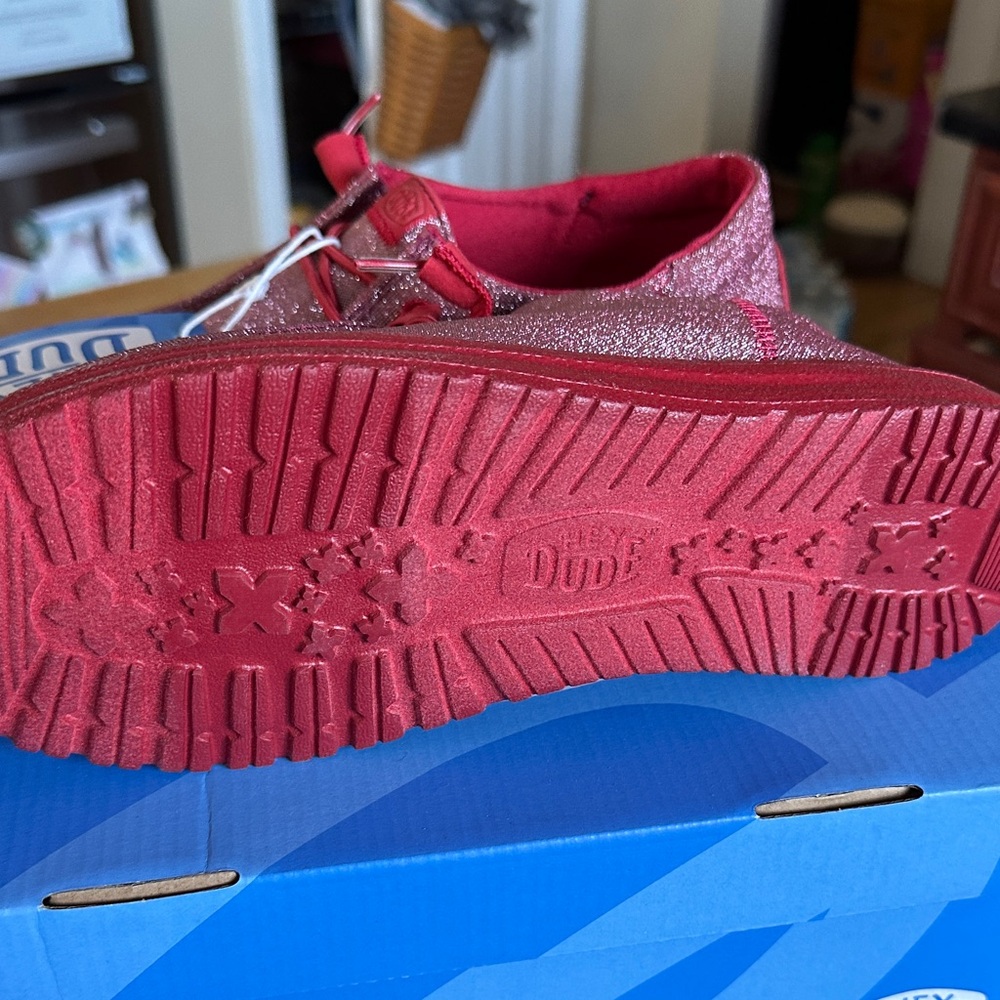Hey Dude Sparkling Red Loafers - Picture 2 of 5